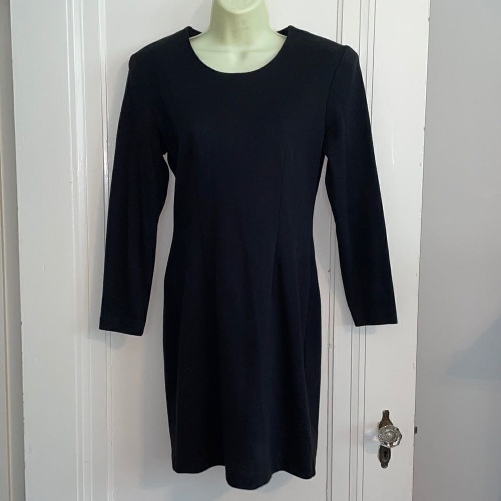Vtg 80s My Michelle black knit fitted long sleeved dress